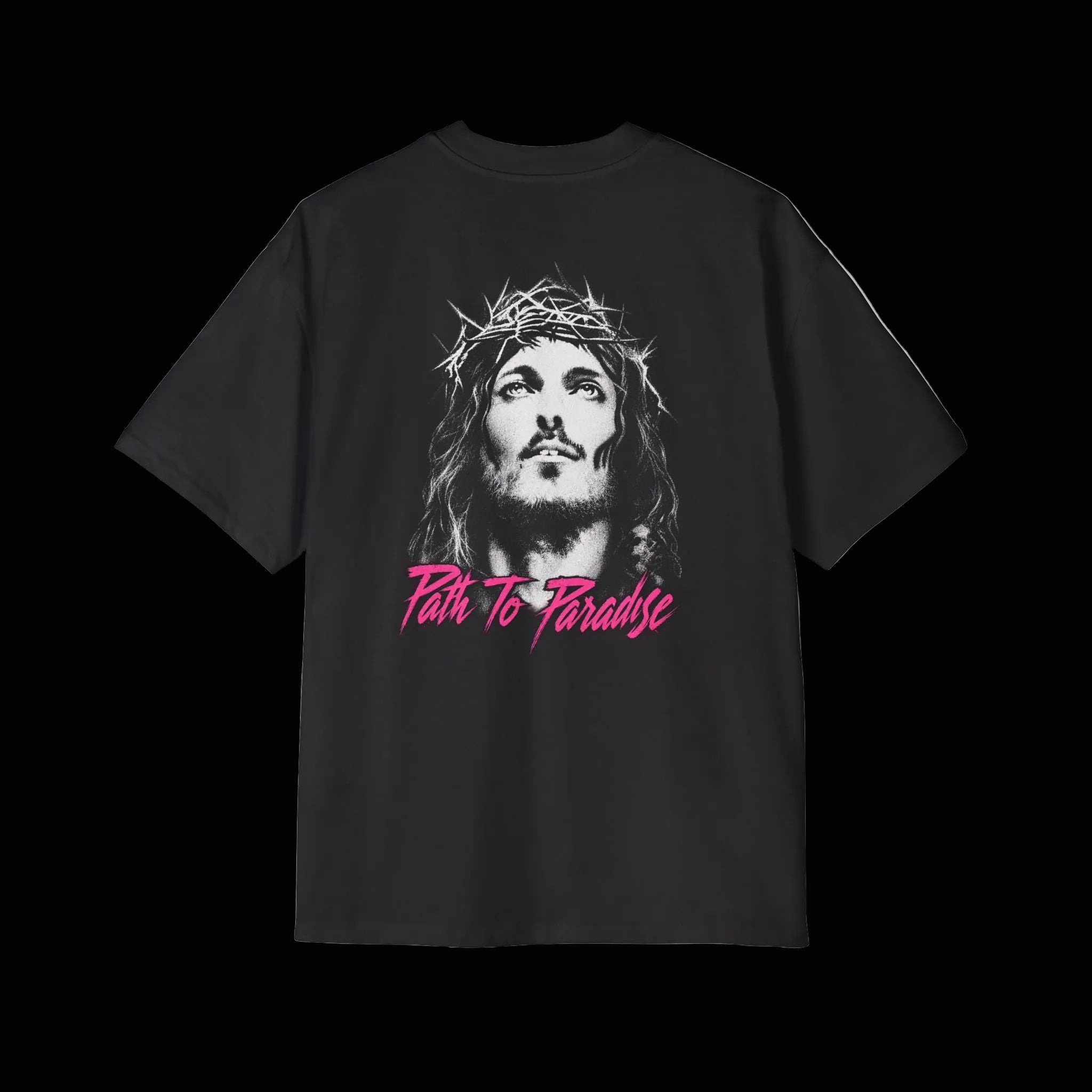 Men's Oversized Tee with Pink Lip Graphic — 'Kiss' Retro Streetwear
