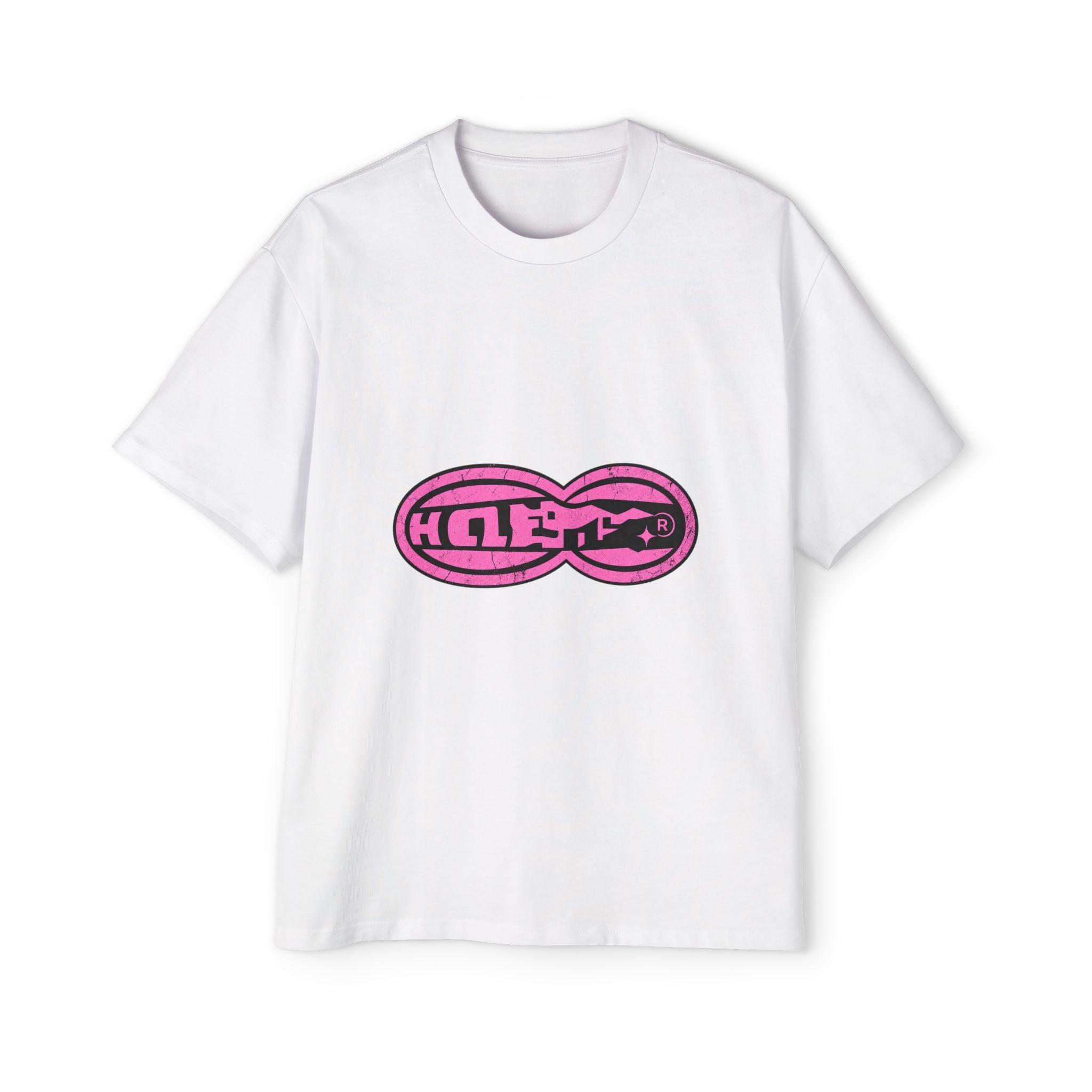 Men's Oversized Tee with Pink Lip Graphic — 'Kiss' Retro Streetwear