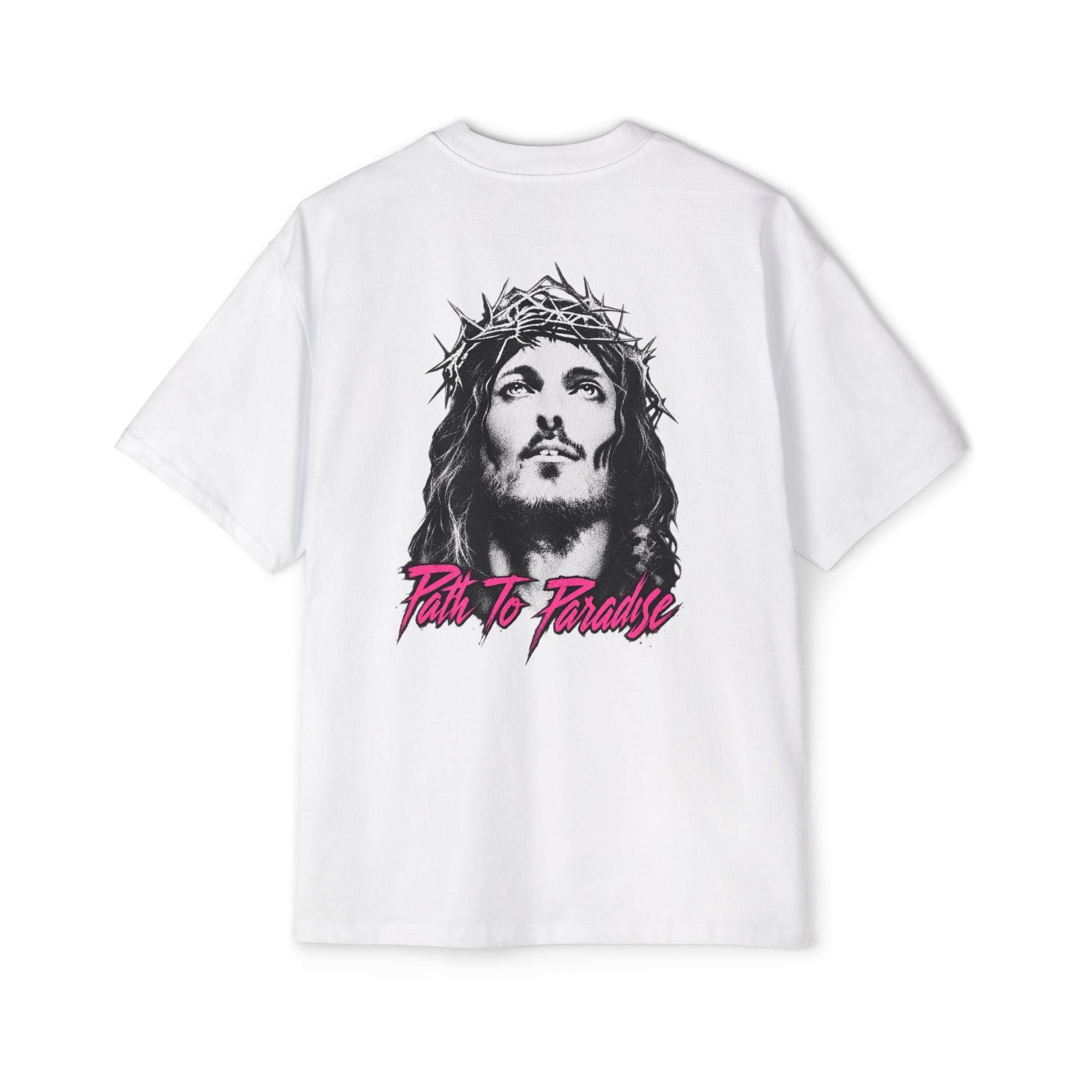 Men's Oversized Tee with Pink Lip Graphic — 'Kiss' Retro Streetwear