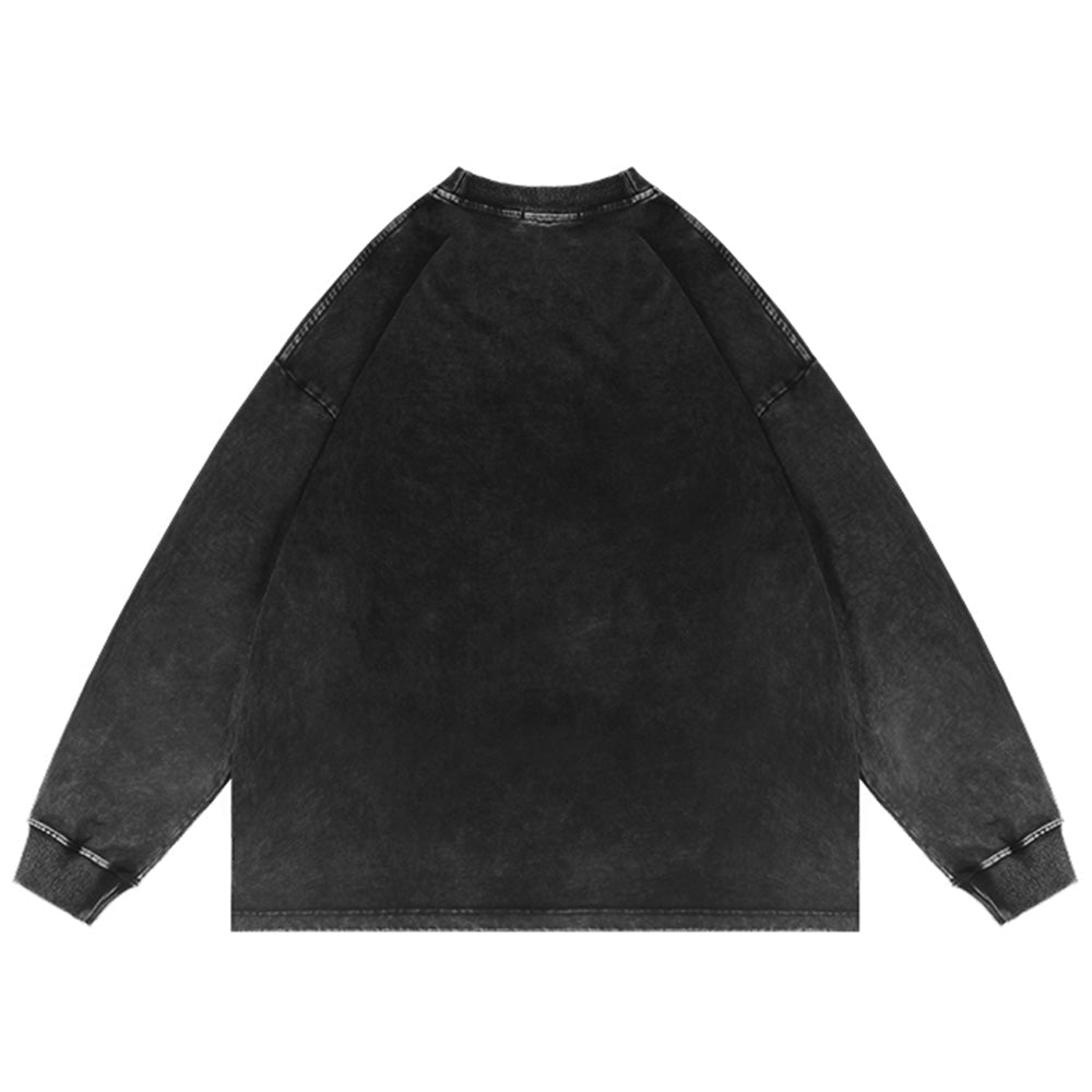 Animal Print Washed Old Long Sleeve Ins American Style - Rivka Wear