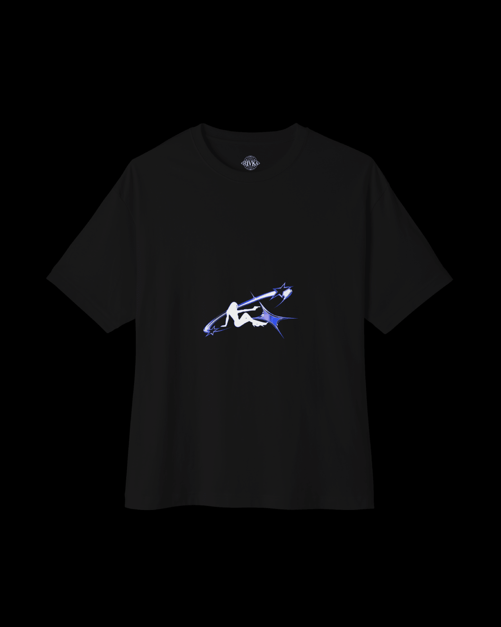 Boxy Tee — Abstract Blue Surfer Graphic - Rivka Wear