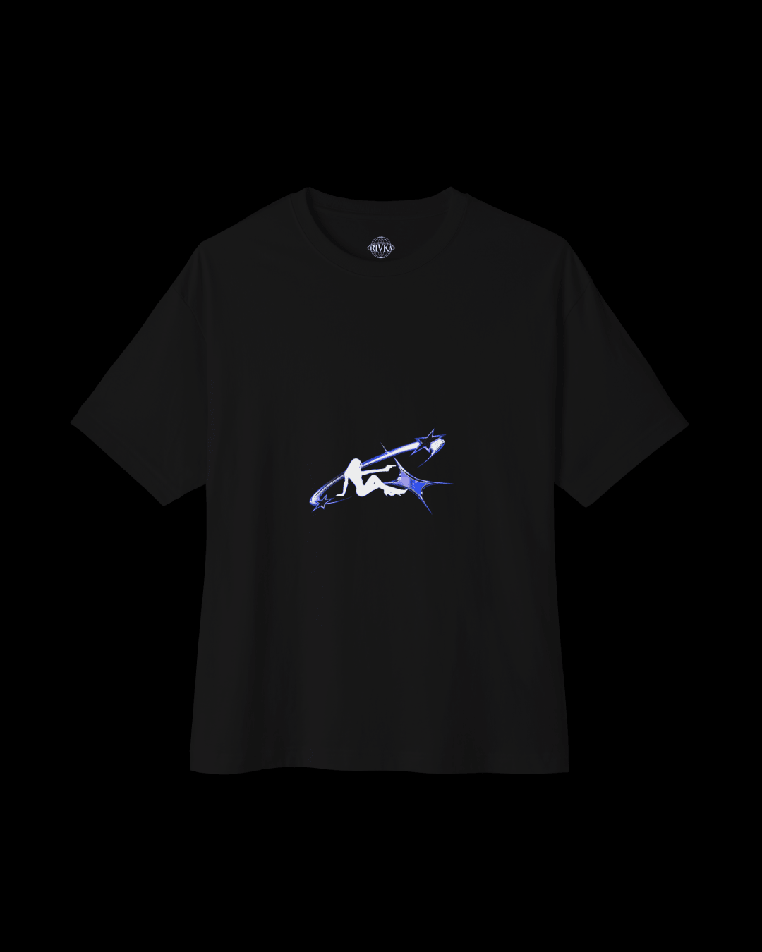 Boxy Tee — Abstract Blue Surfer Graphic - Rivka Wear