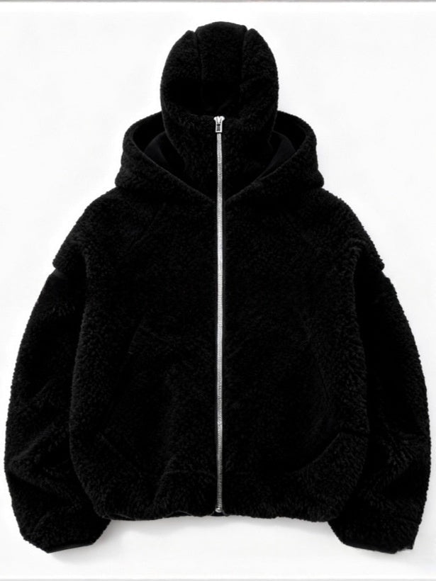 Double-Hooded Fleece Thermal Cardigan Sweatshirt – Relaxed Fit Long Sleeve Pullover - Rivka Wear