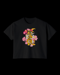 Floral Tiger Women's Boxy Tee — Vintage Tattoo Inspired Graphic Shirt - Rivka Wear