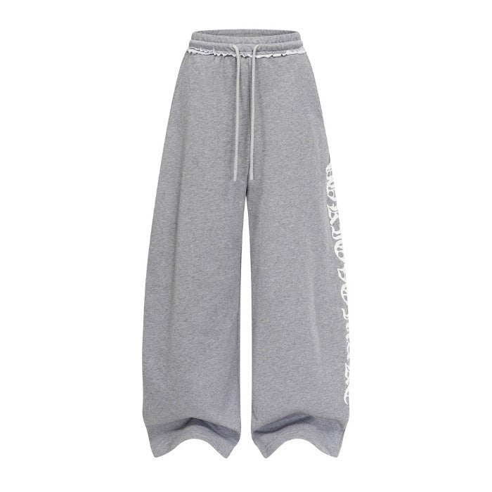 Gothic-Style Printed Drape Sweatpants – Elastic Waist Cotton Track Pants - Rivka Wear