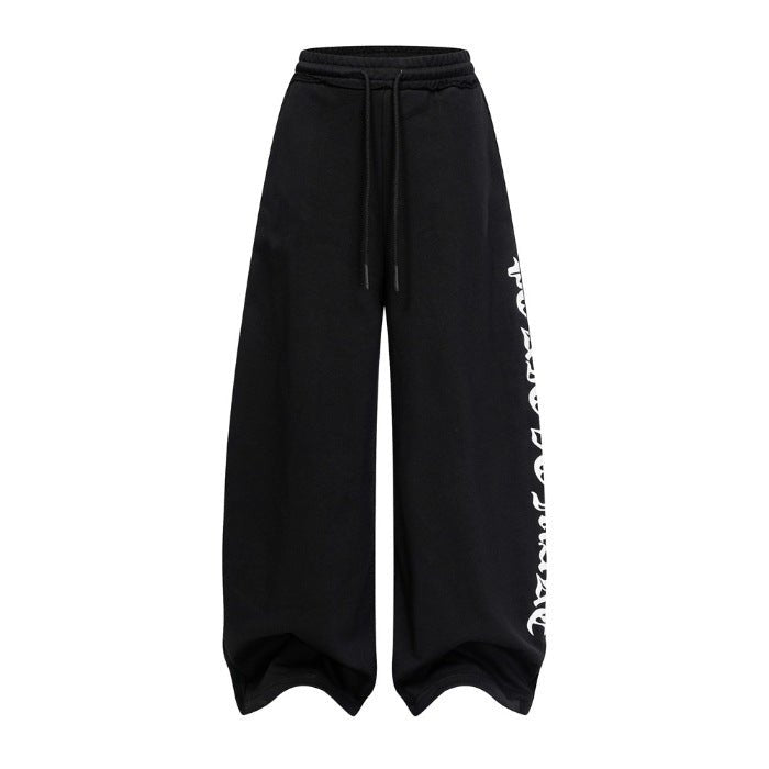 Gothic-Style Printed Drape Sweatpants – Elastic Waist Cotton Track Pants - Rivka Wear