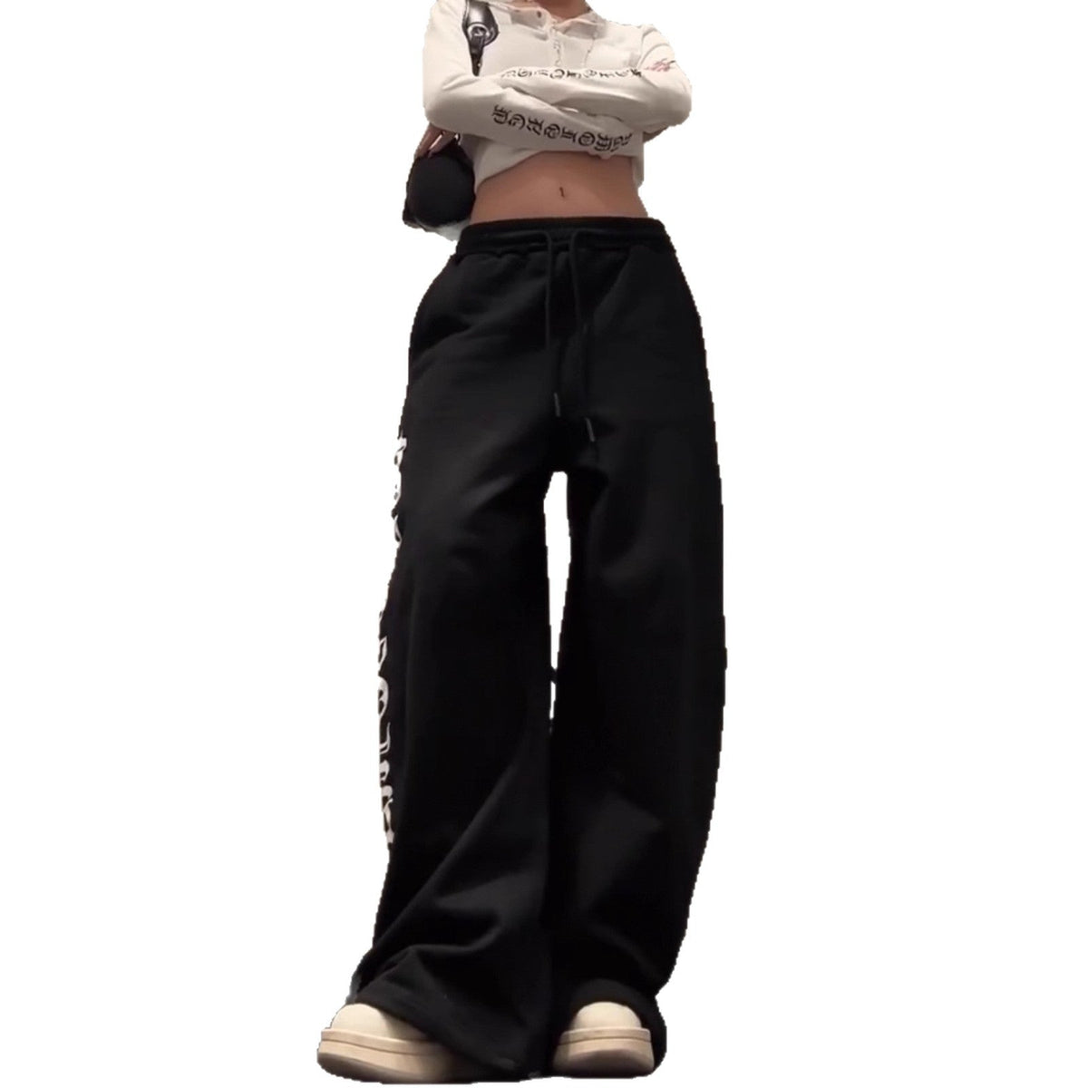 Gothic-Style Printed Drape Sweatpants – Elastic Waist Cotton Track Pants - Rivka Wear