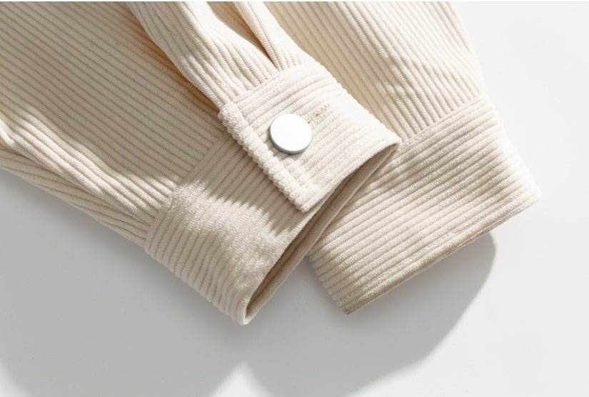Men's Vintage Embroidered Lapel Jacket – Off-White Loose Fit Single-Breasted Coat - Rivka Wear