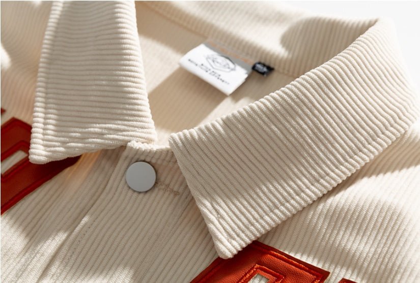 Men's Vintage Embroidered Lapel Jacket – Off-White Loose Fit Single-Breasted Coat - Rivka Wear