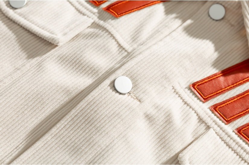 Men's Vintage Embroidered Lapel Jacket – Off-White Loose Fit Single-Breasted Coat - Rivka Wear