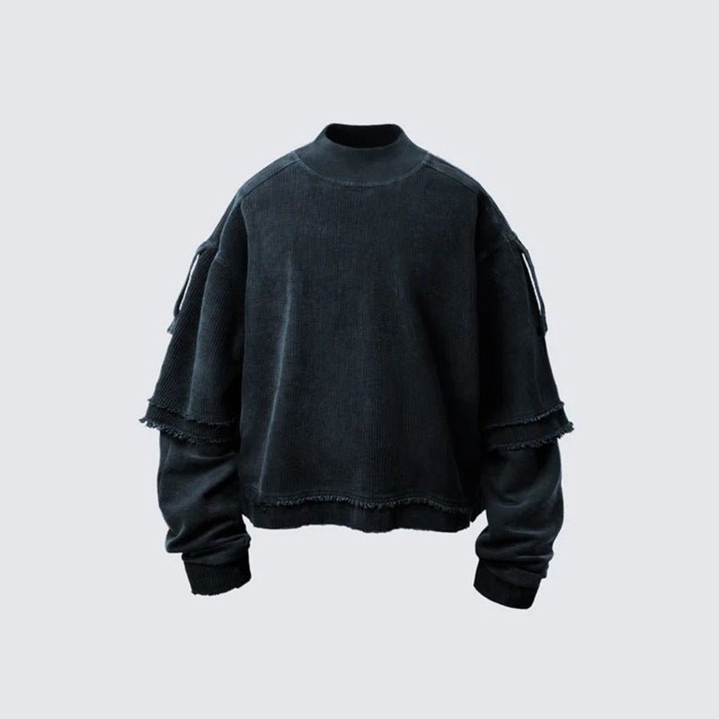 Men's Washed Vintage Two-Piece Long Sleeve T-Shirt – Dyed Cotton Streetwear Tee - Rivka Wear