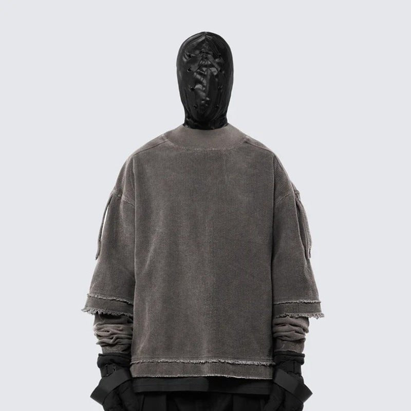 Men's Washed Vintage Two-Piece Long Sleeve T-Shirt – Dyed Cotton Streetwear Tee - Rivka Wear