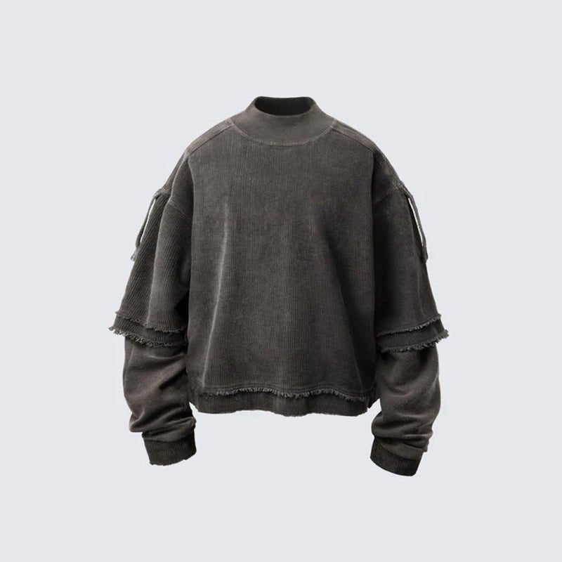 Men's Washed Vintage Two-Piece Long Sleeve T-Shirt – Dyed Cotton Streetwear Tee - Rivka Wear