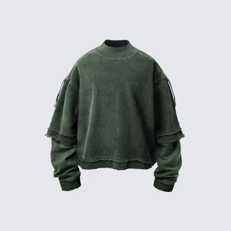 Men's Washed Vintage Two-Piece Long Sleeve T-Shirt – Dyed Cotton Streetwear Tee - Rivka Wear