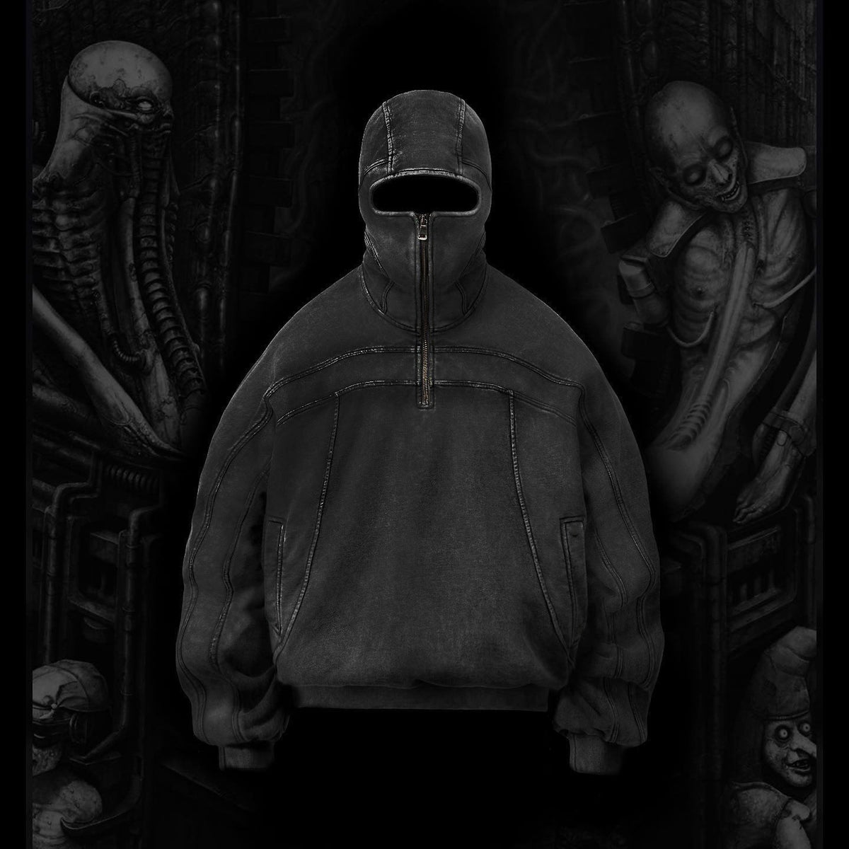 Men's Y2K Washed Vintage Street Zip Sweatshirt – Thick Hip Hop Embroidered Pullover - Rivka Wear