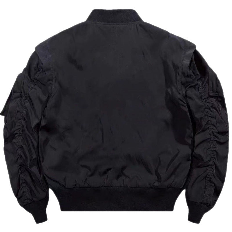 Oversize Loose Embroidered Flight Jacket – Stand Collar Thickened Nylon Coat - Rivka Wear