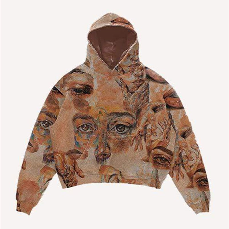Retro High-Street Y2K Harajuku Gothic Hoodie – Digital Print Pullover Sweatshirt - Rivka Wear