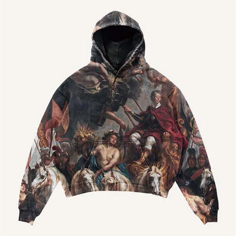 Retro High-Street Y2K Harajuku Gothic Hoodie – Digital Print Pullover Sweatshirt - Rivka Wear