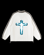 Rivka Unisex | Virgin Mary Contrast Stripe Sweatshirt - Rivka Wear