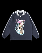Rivka Unisex | Virgin Mary Contrast Stripe Sweatshirt - Rivka Wear