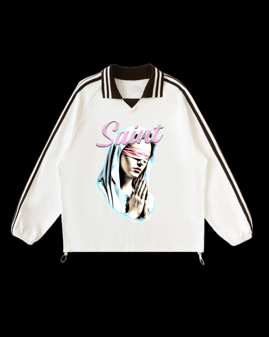 Rivka Unisex | Virgin Mary Contrast Stripe Sweatshirt - Rivka Wear