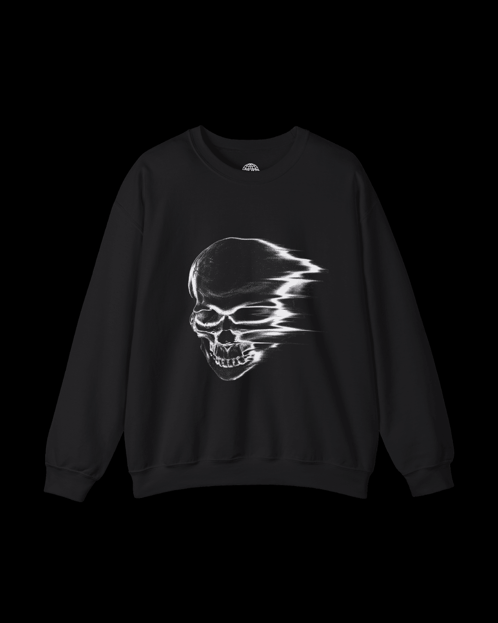 Skull Blur Crewneck Sweatshirt — Distorted Racing Skull Graphic - Rivka Wear