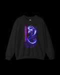 Snake Crewneck Sweatshirt — Purple Galaxy Serpent with Vertical Kanji - Rivka Wear