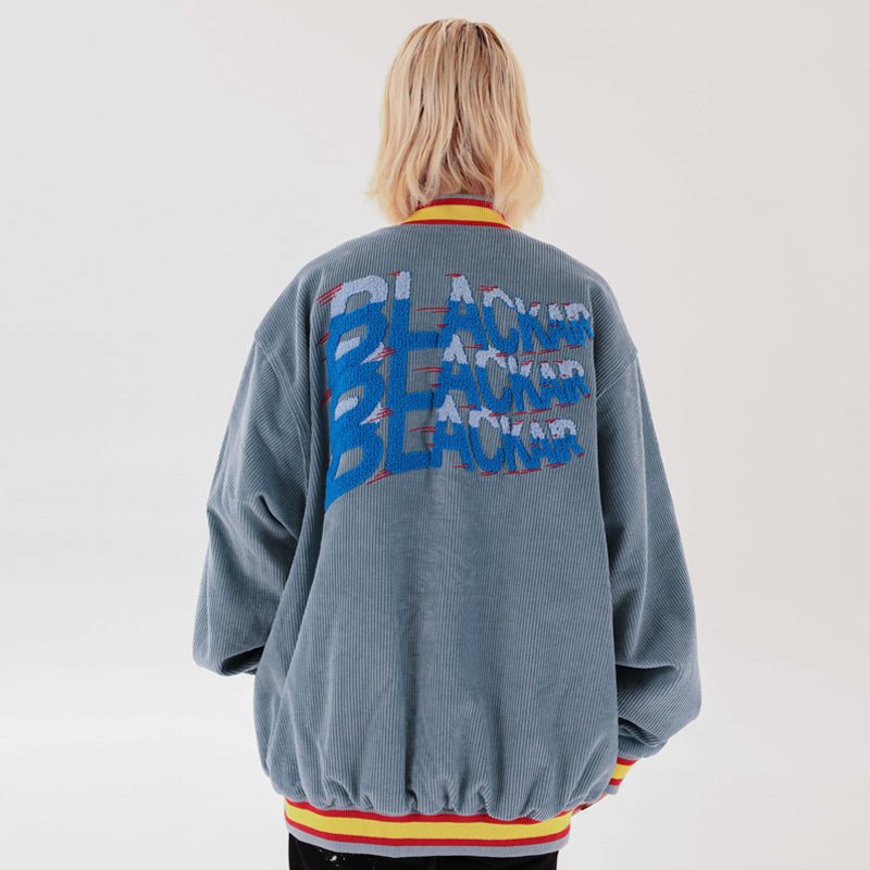 Unisex Retro High-Street Corduroy Baseball Jacket – Embroidered Loose Stitching Casual Coat - Rivka Wear