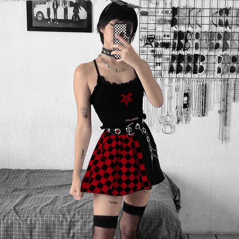 Women's Gothic Plaid Mini Skirt – Harajuku A-Line Streetwear - RivkaWear