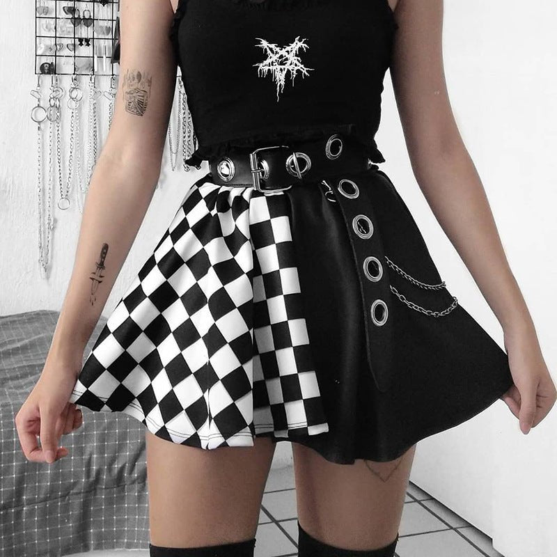 Women's Gothic Plaid Mini Skirt – Harajuku A-Line Streetwear - RivkaWear