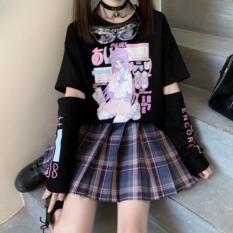 Women's Gothic Streetwear T-Shirt – Y2K Graphic Print Top - RivkaWear
