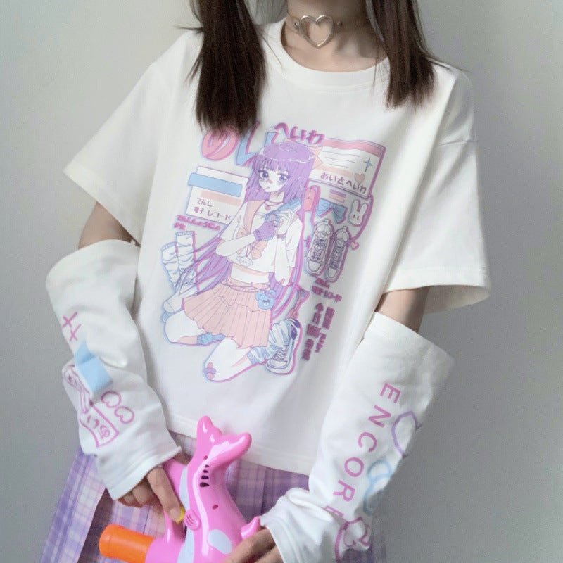 Women's Gothic Streetwear T-Shirt – Y2K Graphic Print Top - RivkaWear