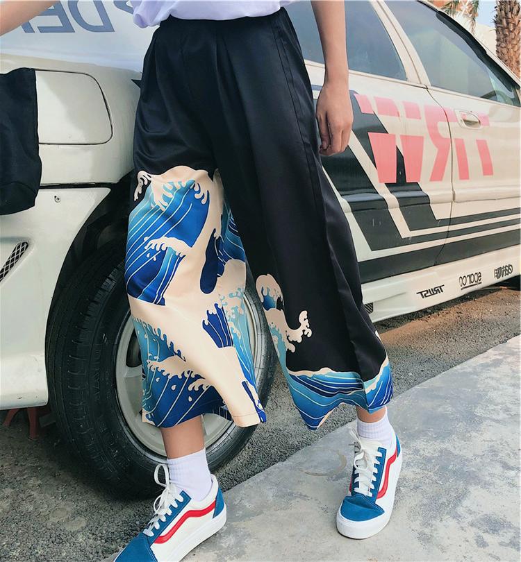 Women's Japanese Harajuku Wide-Leg Pants – Oversized Streetwear Trousers - RivkaWear