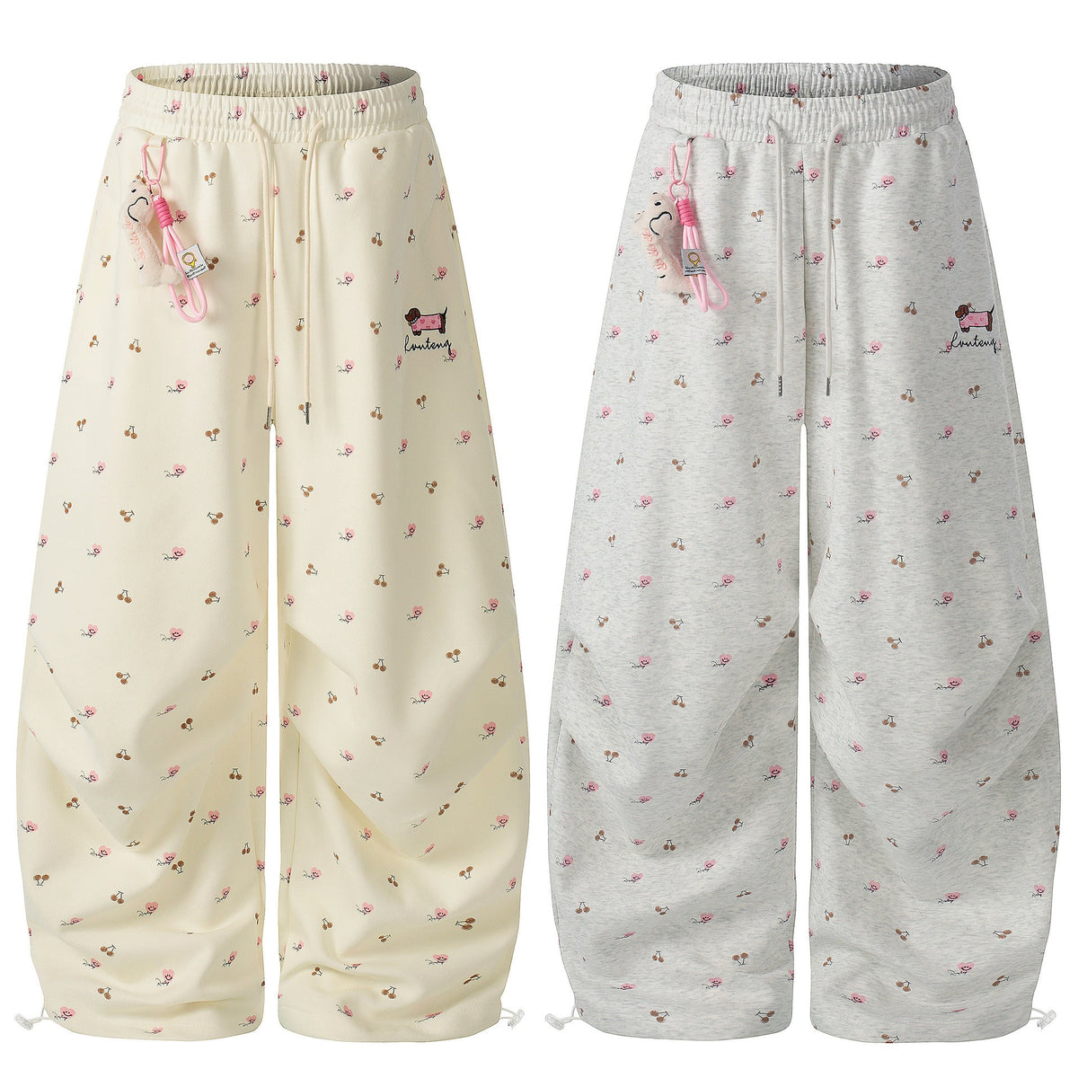 Women's Street-Style Printed Curved-Leg Casual Pants – Mid-Rise Cotton Trousers - Rivka Wear