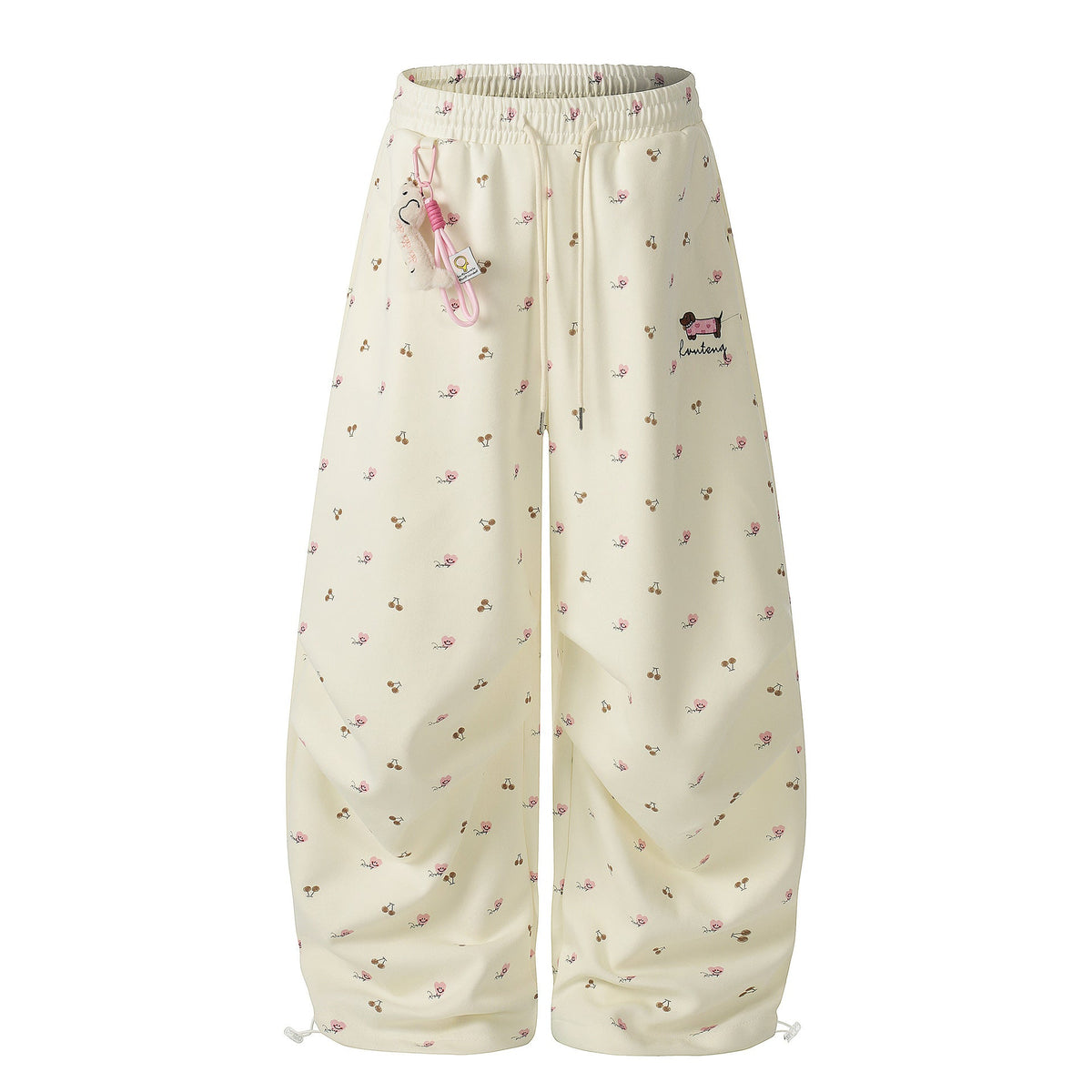 Women's Street-Style Printed Curved-Leg Casual Pants – Mid-Rise Cotton Trousers - Rivka Wear