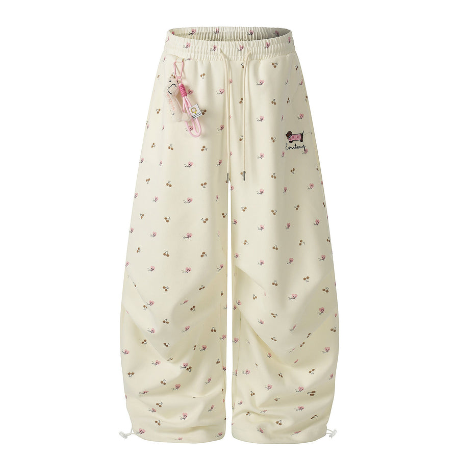 Women's Street-Style Printed Curved-Leg Casual Pants – Mid-Rise Cotton Trousers - Rivka Wear